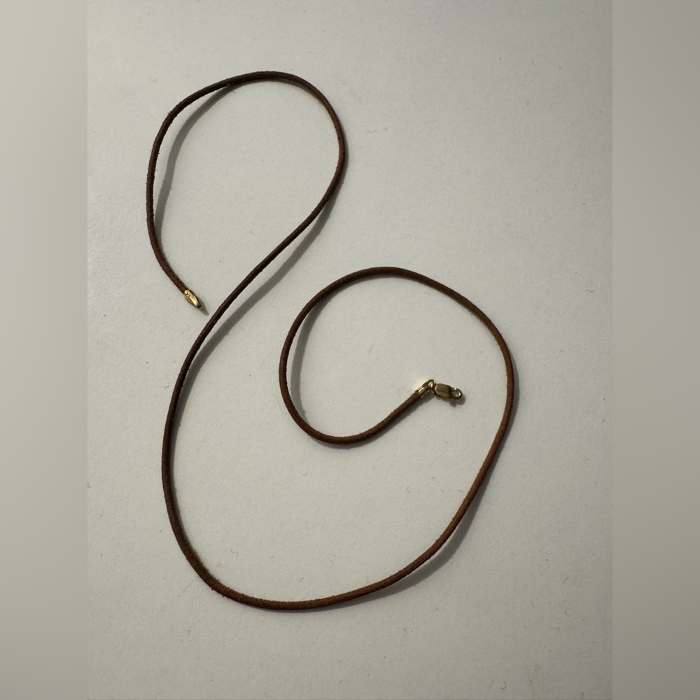 14K Clasp Corded Leather Necklace